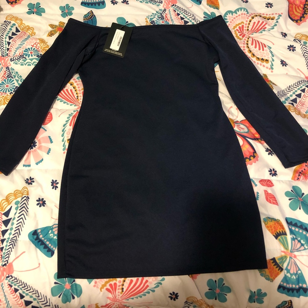 Navy Blue PrettyLittleThing Dress Size 16 .